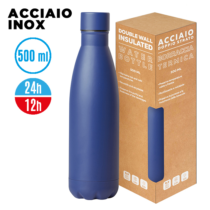 STEEL MAT BOTTLE 500 FLAT Blu