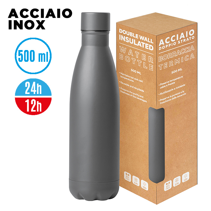 STEEL MAT BOTTLE 500 FLAT Grigio