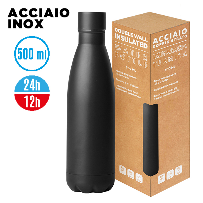 STEEL MAT BOTTLE 500 FLAT Nero